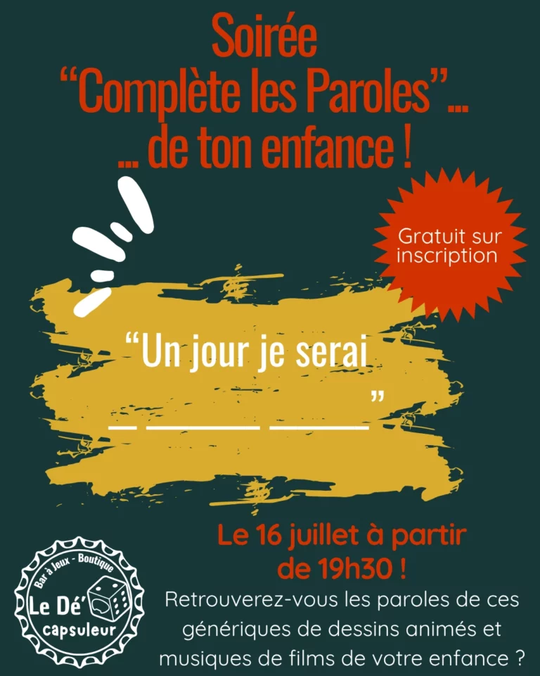 Flyer : complète les paroles de ton enfance