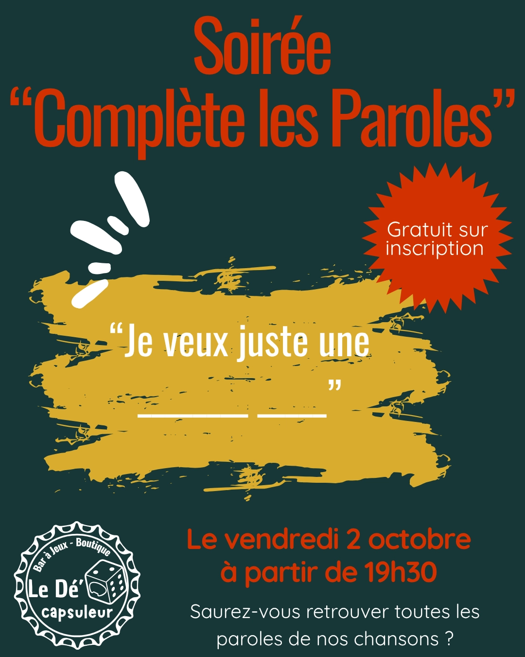 Flyer soirée complète les paroles